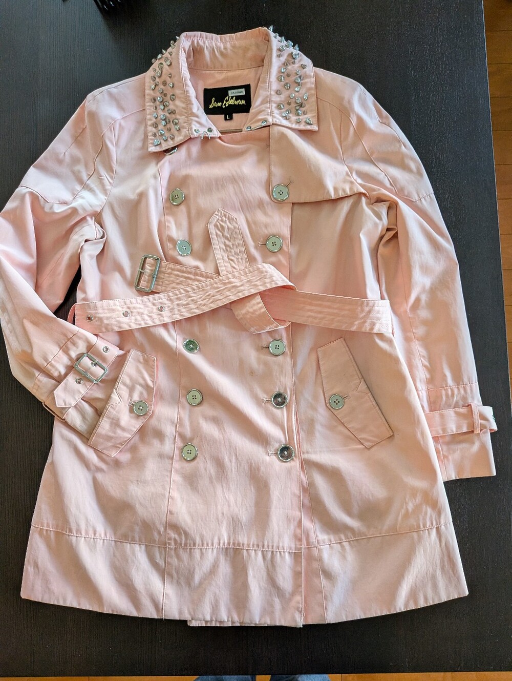 Sam Edelman Pink Studded Collar Trench Coat